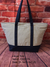 Load image into Gallery viewer, Large Tote/ Navy Blue Stripe/ C02STN
