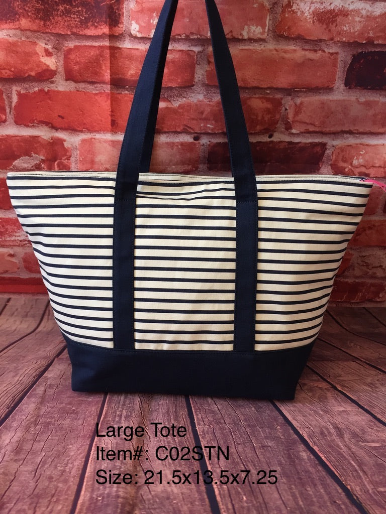 Large Tote/ Navy Blue Stripe/ C02STN