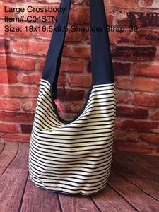 Large Crossbody/Navy Blue Strip-C04STN