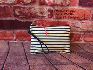 Medium Pouch/ Cosmetic/ Blue Stripe / C08STN