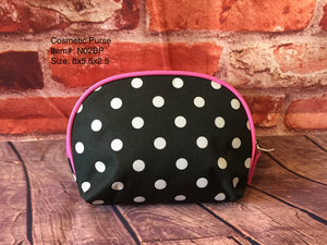 Cosmetic Purse/Black and Pink/Polka Dots-N02BP