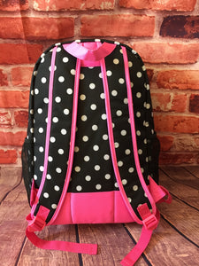 Backpack/Black and Pink/Polka Dots/ N06BP