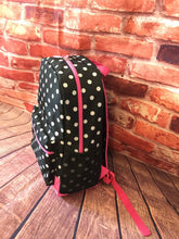 Load image into Gallery viewer, Backpack/Black and Pink/Polka Dots/ N06BP
