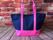 Load image into Gallery viewer, Large Tote-Navy Blue&amp;Pink/N08NP
