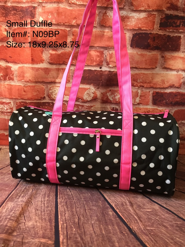 Small Duffle/Black and Pink/Polka Dots/ N09BP