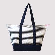 Load image into Gallery viewer, Large Tote/ Navy Blue Stripe/ C02STN
